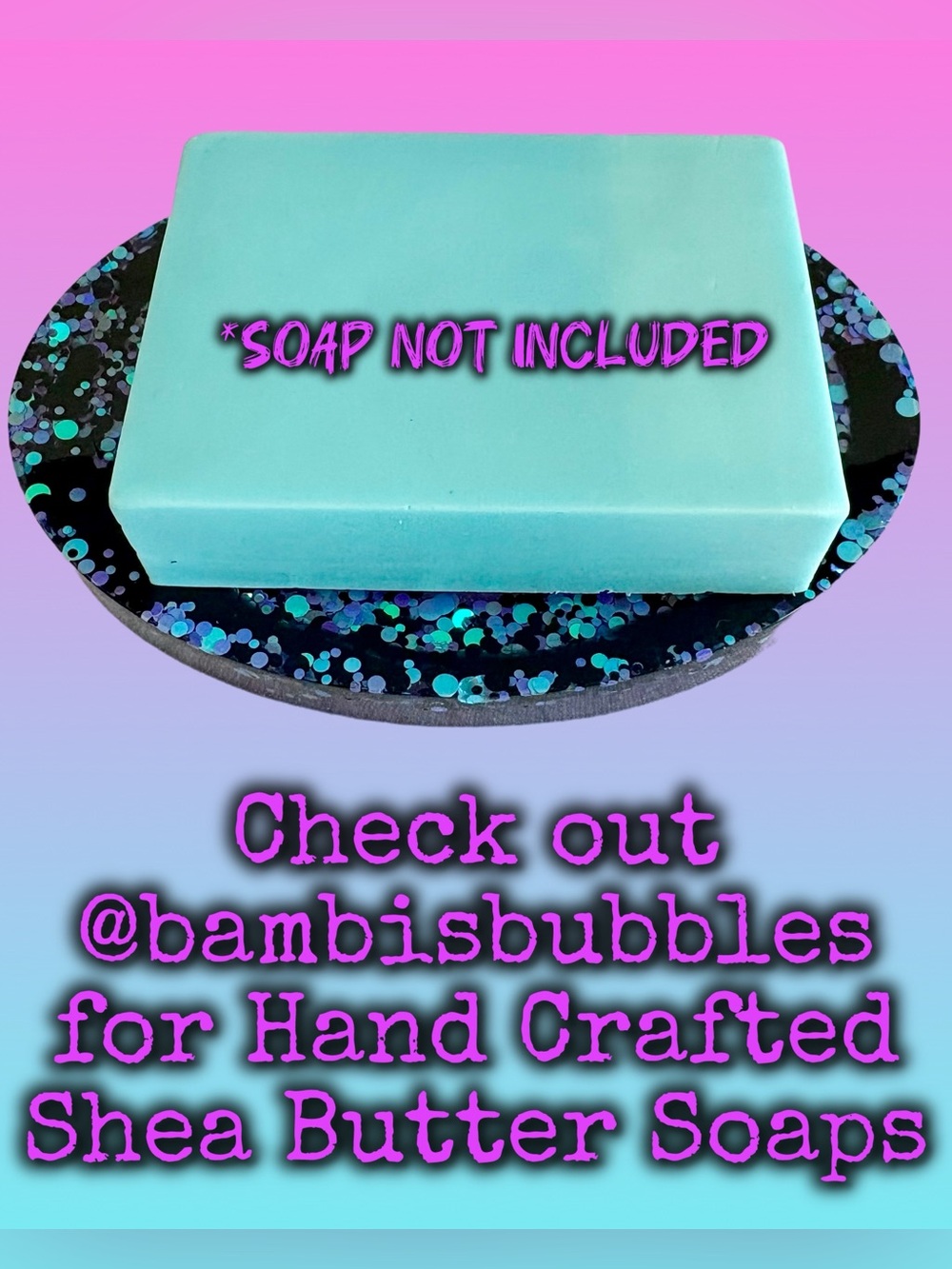 Handmade Glitter Resin Soap Dish - Purple + Black Confetti Soap Holder - Picture 6 of 6